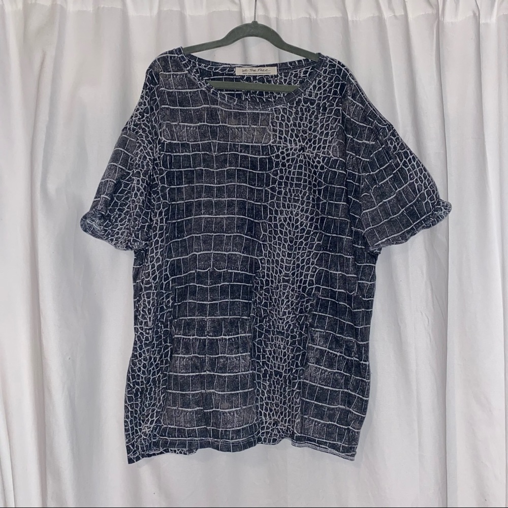 Free People Clarity Tee Shirt Snake Skin Print